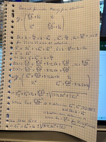 Derivation general formula near free electron