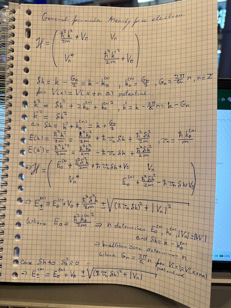 Nearly free electron Ex3 part 1 - Physics Q&A - Solid state discussions
